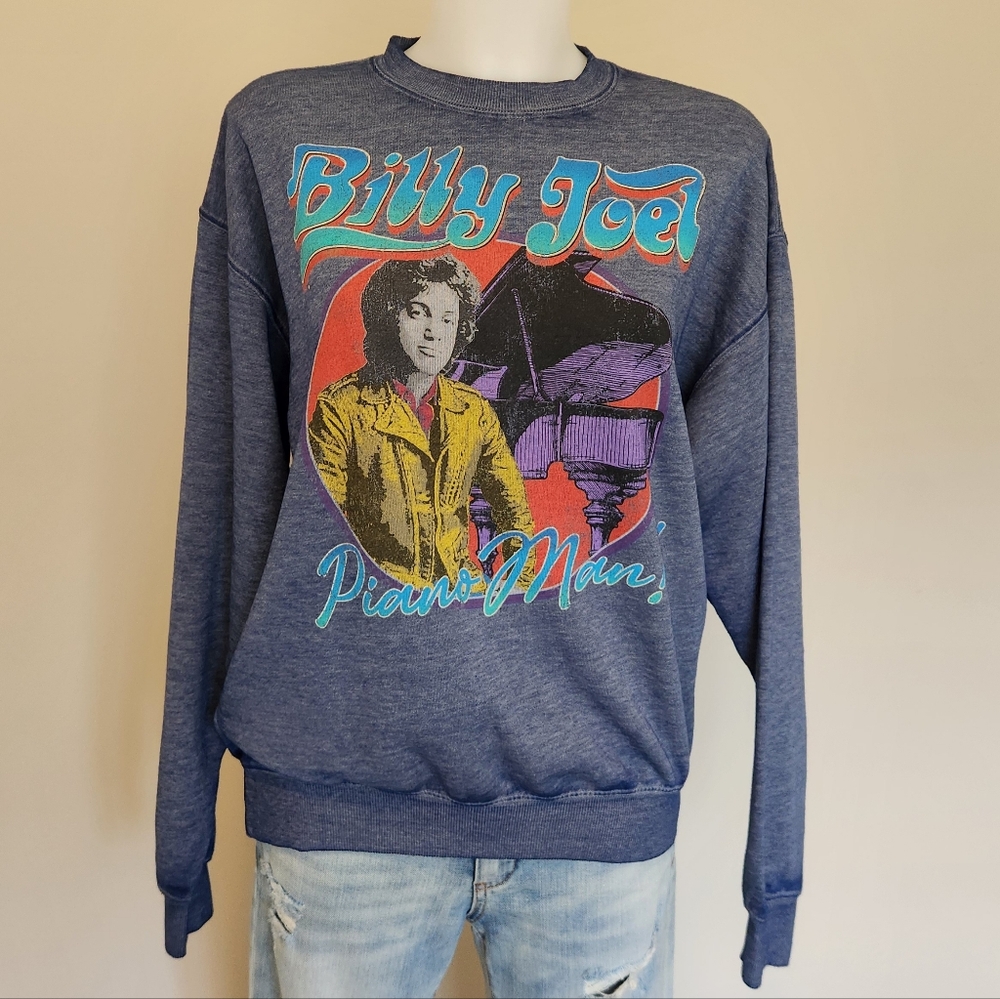 Billy Joel Piano Man oversized indigo blue sweatshirt